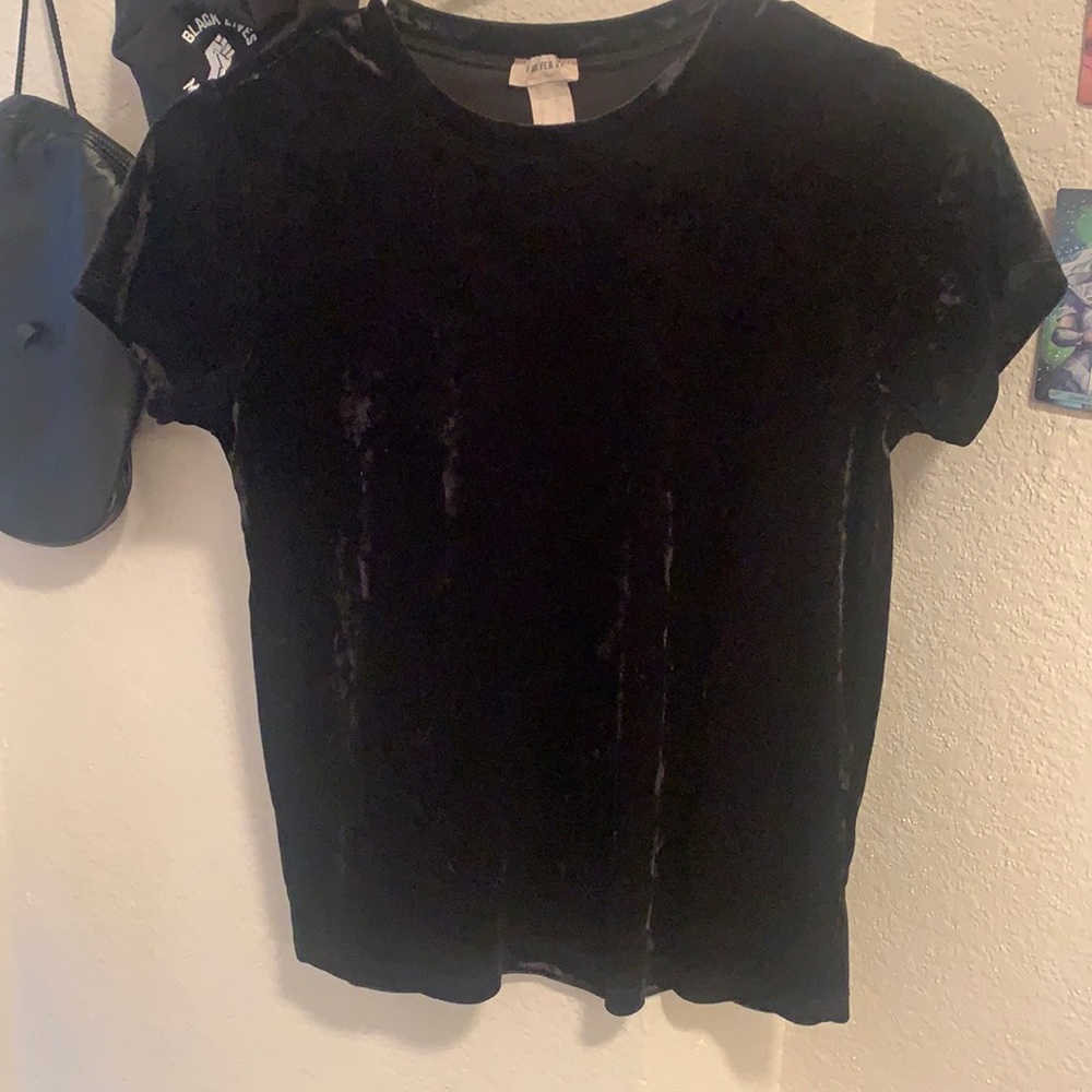 Black crushed velvet baby tee